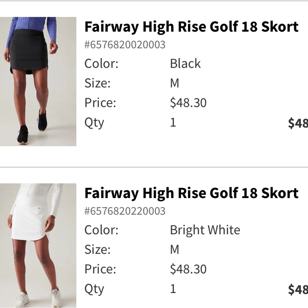 New Athleta golf skirts.  Never worn.